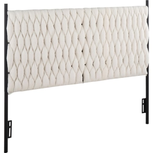 Braided Matisse Queen Headboard in Cream Sherpa & Black Metal